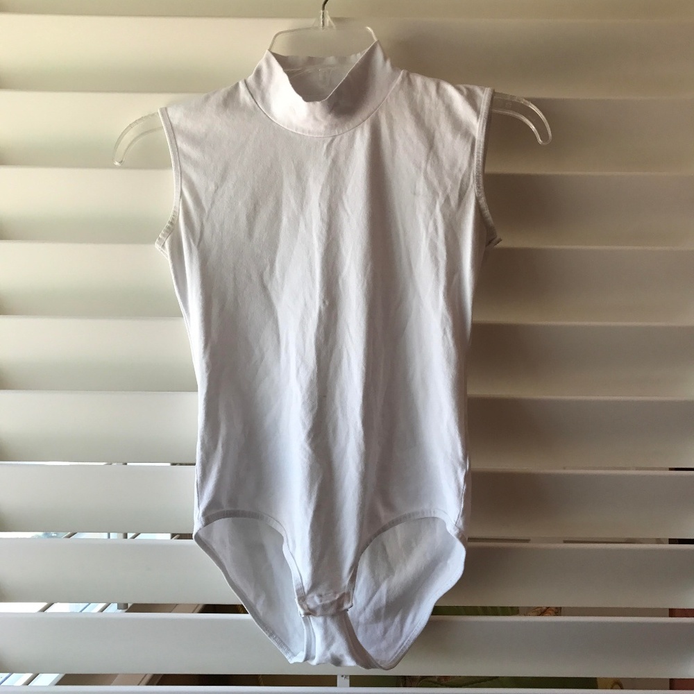 White Sleeveless turtleneck bodysuit